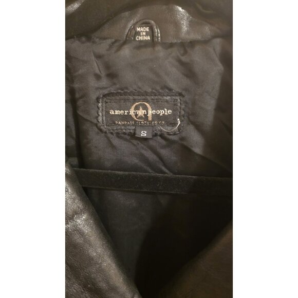 American People Leather Jacket Button Down Fall Jacket Womens Small Moto Gothic - Picture 3 of 9